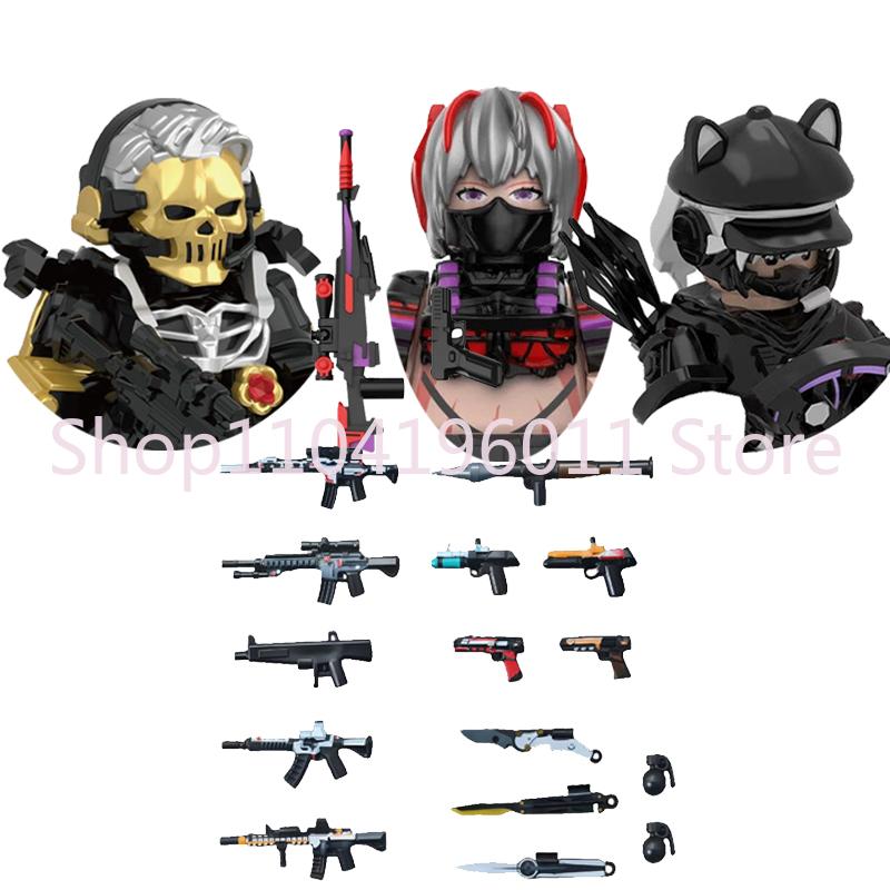 MOC UV Printing Military Building Blocks Accessories Soldier Figures Special Forces Army Sniper Police Bricks Toy Children Gift