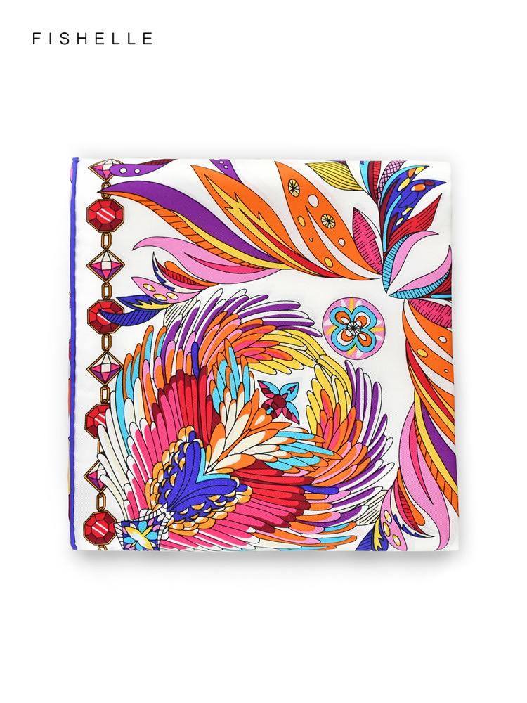 New Colorful Swan Printed Natural Silk Twill Square Scarf Women's Spring Autumn Real Silk Scarves Ladies Shawl Adult Luxury Gift