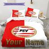 Benutzerdefinierter Name PSV Fanartikel Bettwäsche, Steppbett-Set Bettbezug Kissenbezug Zuhause Geburtstagsgeschenk (1 Bettbezug + 2 Kissenbezüge, ohne Füllung)