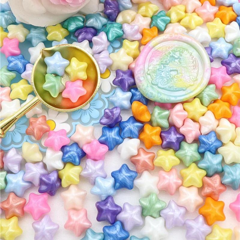 100pcs Pearlescent Mixed Color Wax Grains Macaroon Lucky Star Candle Making Material DIY Scrapbooking Invitation Sealing Wax