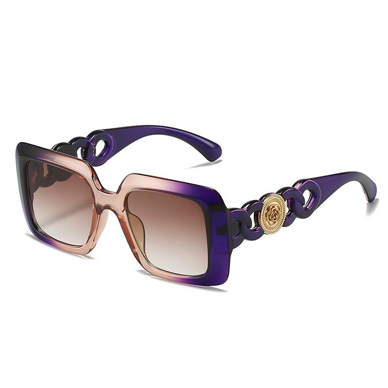 Square Large Frame With Metal Sunshades, Sun Protection, Personalized Sunglasses, Women'S Sunglasses.