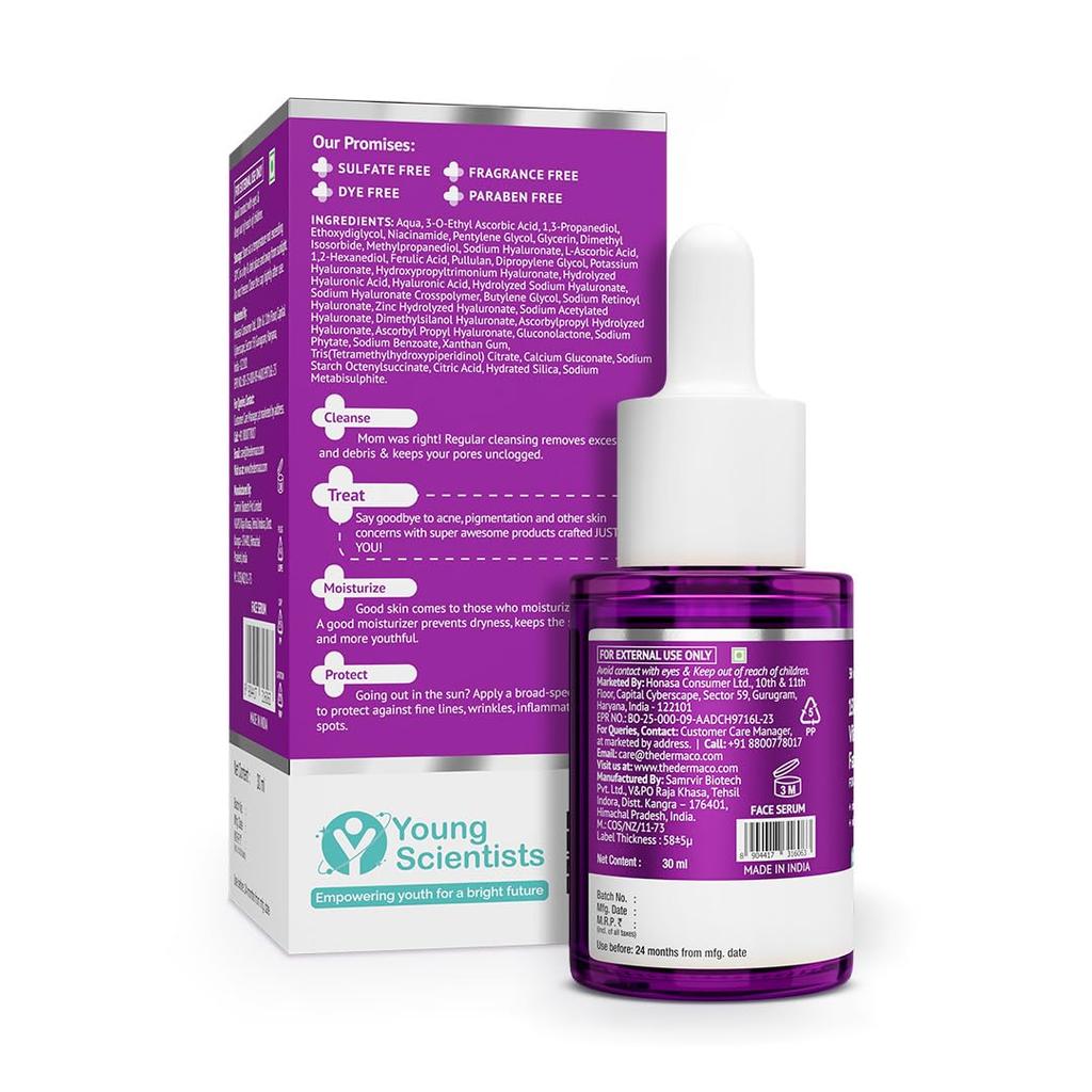 The Derma Co 15% C-vitamin Ansiktsserum med 5% Niacinamid 30 ml Förpackning med 1 | Ljusar upp Huden & Minskar Mörka Fläckar