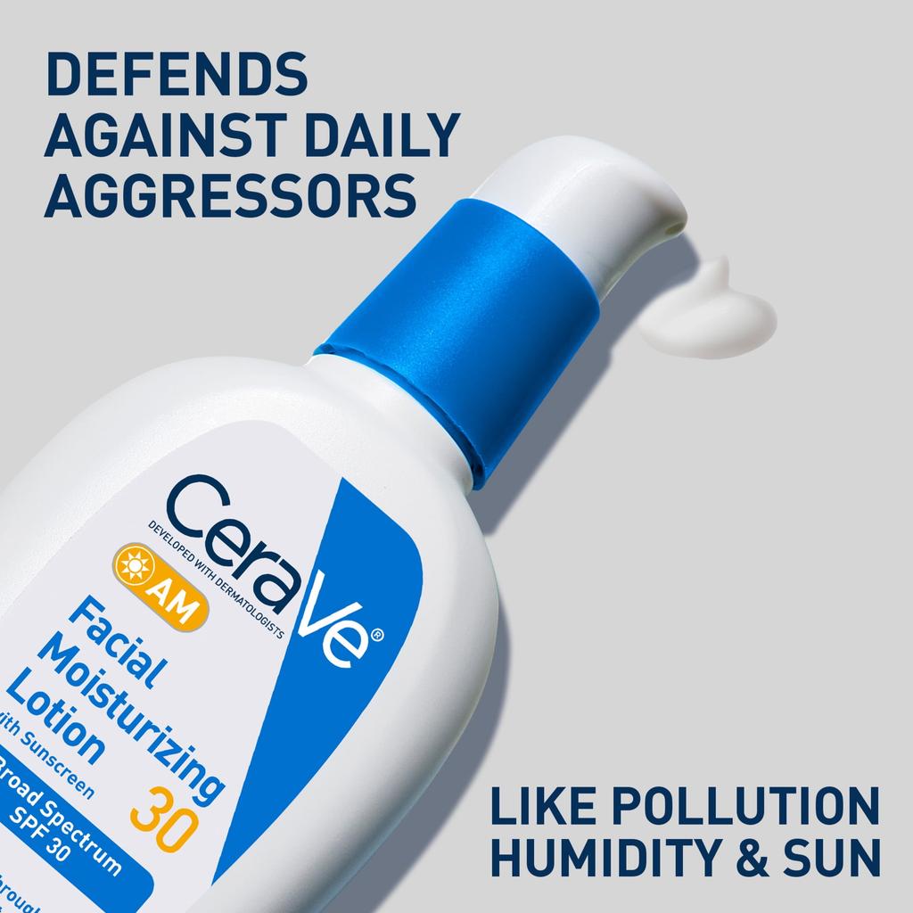 Cerave Am Face Moisturizer Lotion With Sunscreen Spf 30 For Normal To Oily Skin  2 Fl Oz