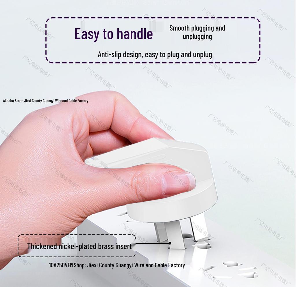 High-Power 3-Core Three-Pin Plug Power Cord, White Copper, Available In 0.75/1/1.5 Sq. Sizes