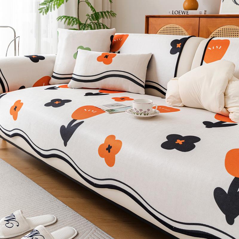 

Ice silk sofa cushion 2025 new small fresh summer cool sofa seat cushion summer non-slip sofa mat cover 30 * 50 Waist Pillowcase