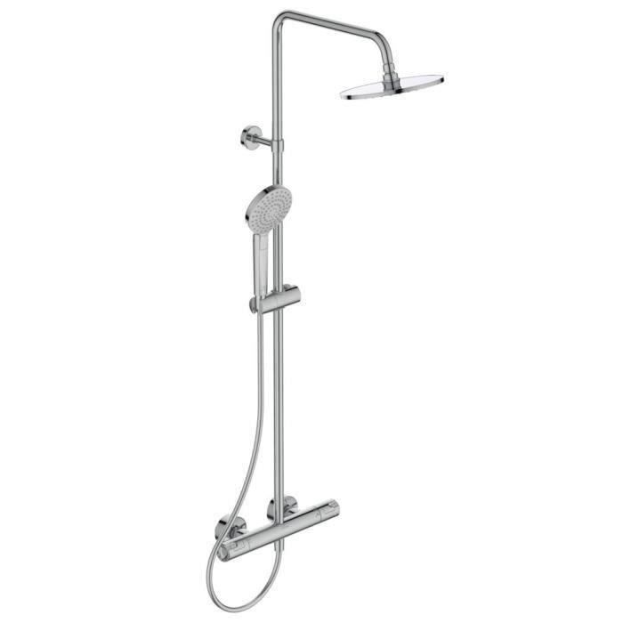 Colonne de douche thermostatique - CERATHERM T50 - Pomme de tête 20 cm + Douchette 11 cm 3J - Ideal Standard