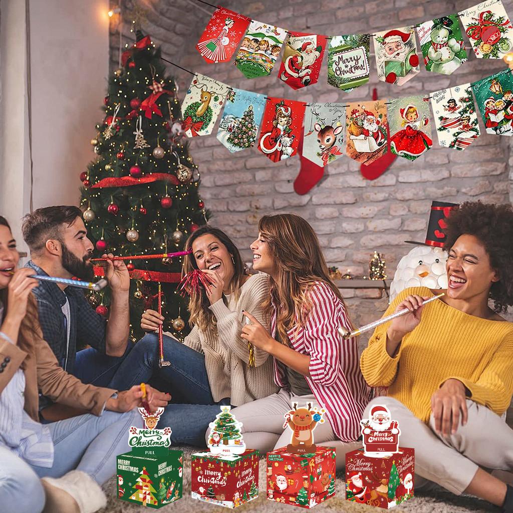 Pattern Christmas Themed Paper Box Set Holiday Decoration Props Gift For