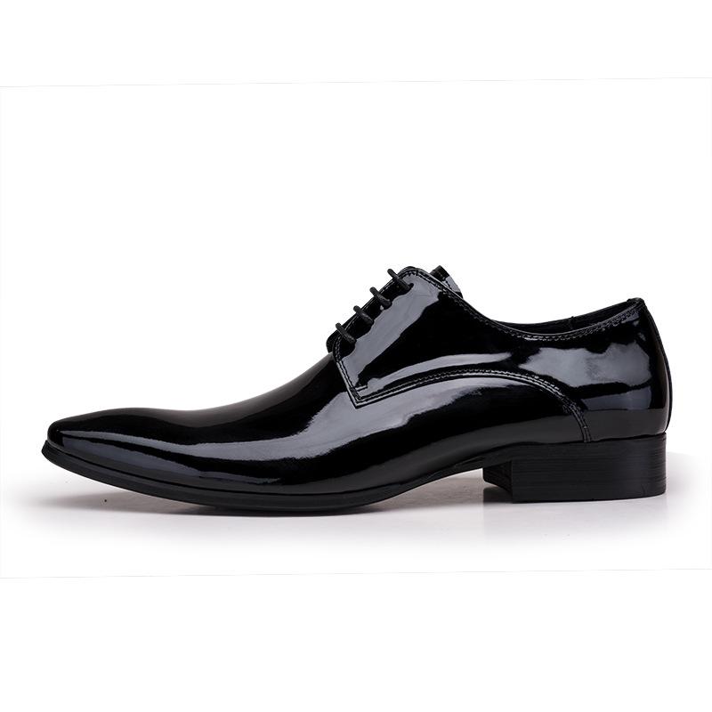 Men's Pointed Toe Leather Dress Shoes - Black European Style