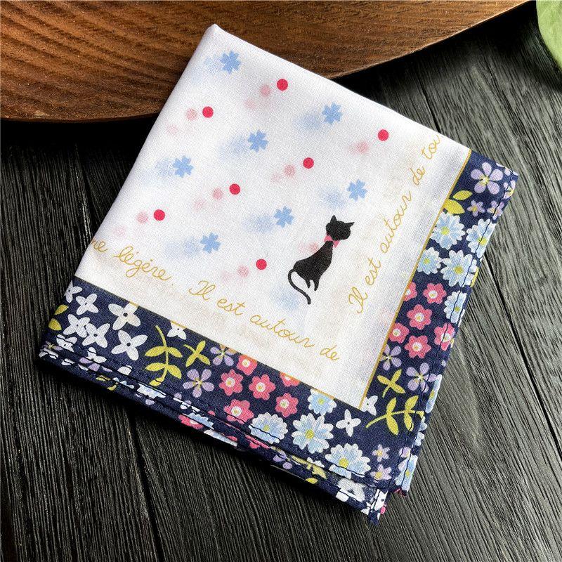 

Kitty Small Floral Soft Elegant Dark Blue Green Kerchief Blue