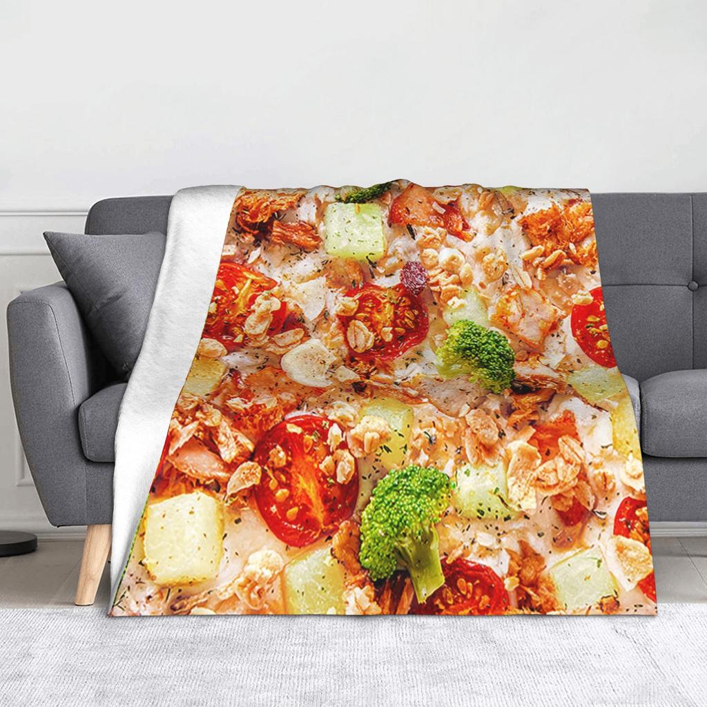 Pepperoni Pizza Pattern Flannel Blanket Tortilla Food Awesome Throw Blankets for Home 125*100cm Bedspread