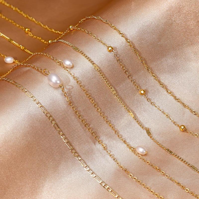2Pcs 18K Gold Plated Waist Chains for Women Layered Belly Chains Pearl Beaded Chains for Waist Sexy Bikini Summer Beach Jewelry