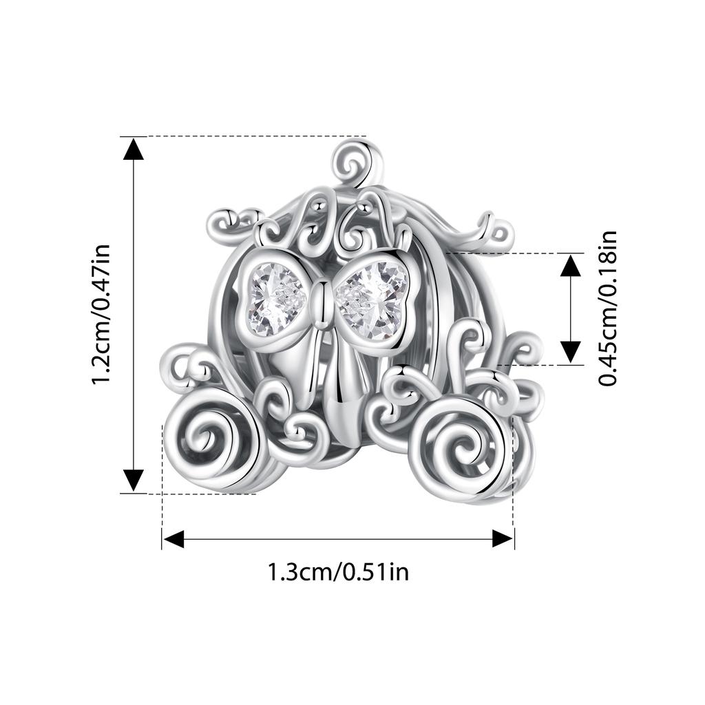 BISAER 925 Silver Dreamlike Fairytale Princess Charm Pumpkin Carriage Bead Fit Women Girl DIY Bracelet Fine Jewelry
