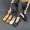 The First Layer of Cowhide Flat-soled Women's Single Shoes, the New Autumn Casual One-pedal Non-slip Soft-soled Simple and Versatile Mother Shoes