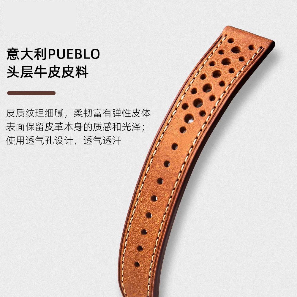 Handmade PUEBLO Italian Cowhide strap 18 19 20 21 22MM for Omega Longines Rolex Soft Retro breathable Genuine leather Watch band