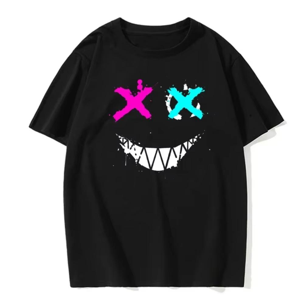 Summer New European Size T-shirt Fashionable Men's English Letter Printing Casual Street Fitness High-quality Cotton Top