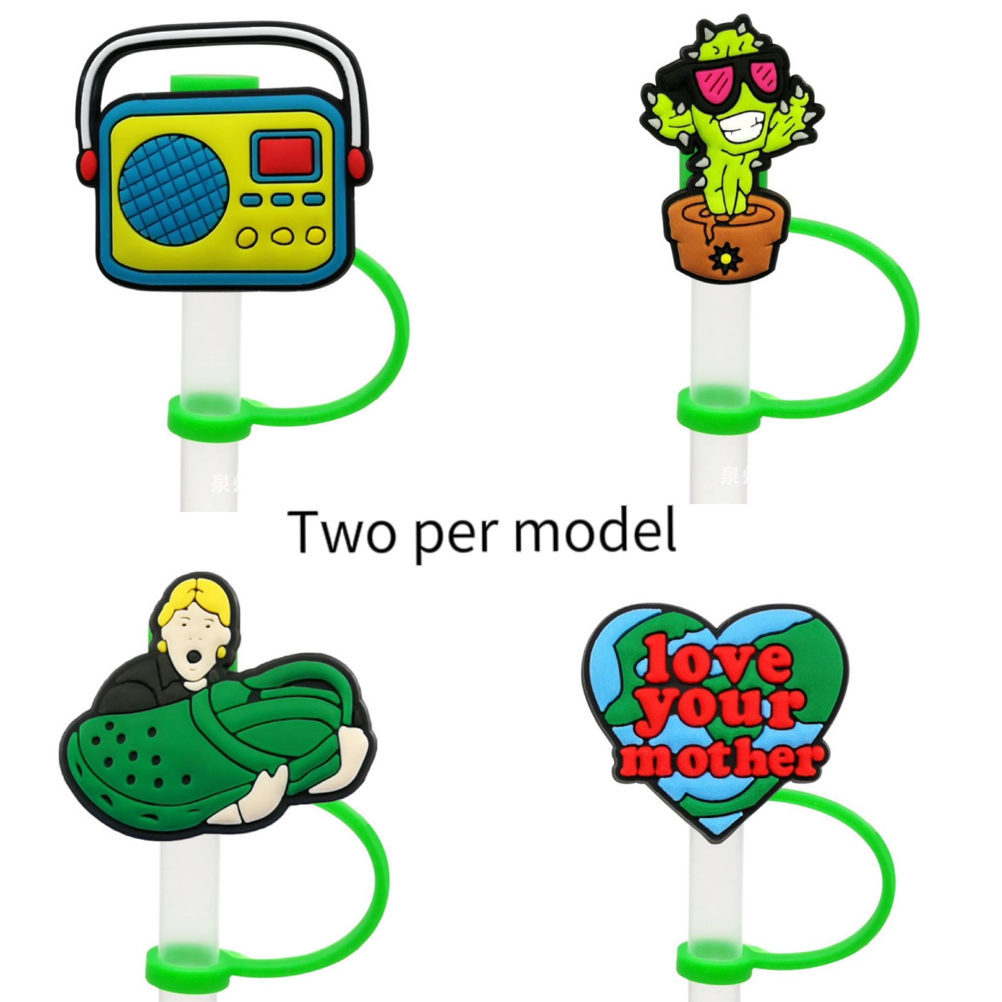 

Новые 8 шт. Мультяшные украшения для соломинок – Милые силиконовые держатели для соломинок, заглушки от пыли и колпачки для вечеринок 8pcs