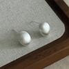 Exquisite Niche Metal Brushed Matte Ball Stud Earrings for Women's Commuting Senior Temperament Simple and Versatile Earrings