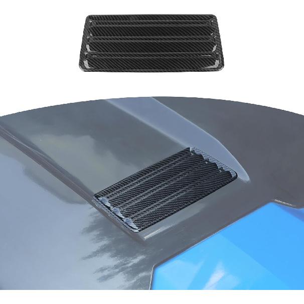 for Silverado Hood Scoops Trim Cover Decal Carbon Fiber for Chevrolet Silverado 2022-Present Black Carbon Fiber Exterior Accessories