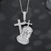 Cross man avatar pendant, men's and women's tide, European and American retro micro-inlaid with zirconium necklace, hip-hop cross