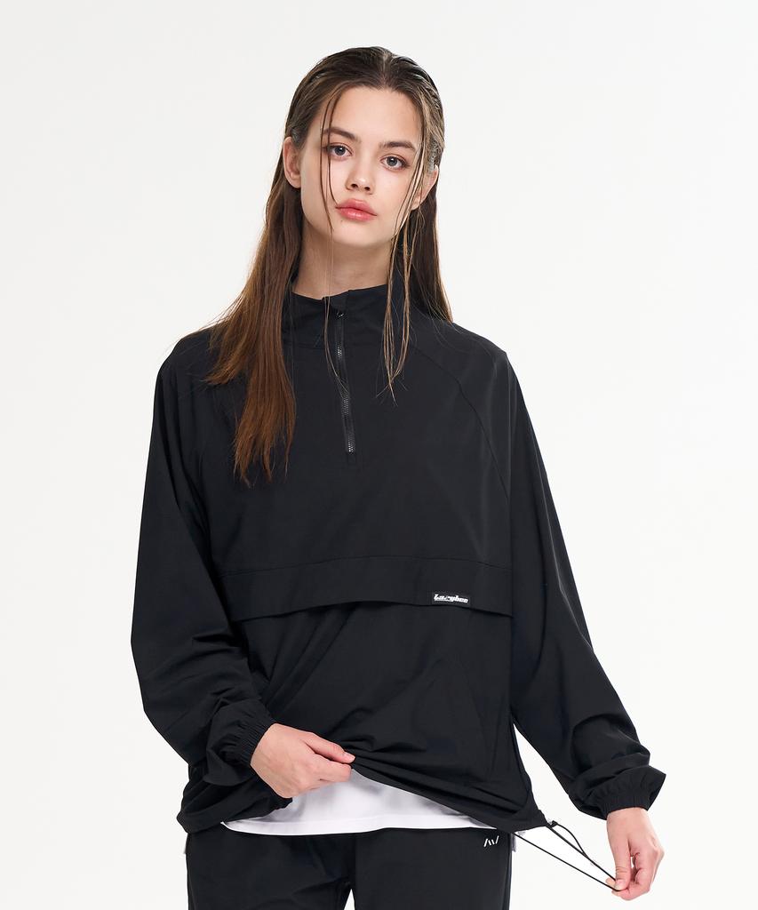 Lazybee [Summer] Airlight Stretch Multisport Running Windbreaker Anorak Jacket Top W Black