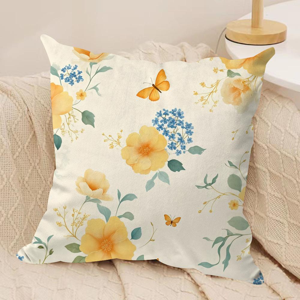 spring floral Cushion Cover Soft Plush Fabric DoubleSided Printed Cushion Covers for All Seasons Modern HomeDecor Gift