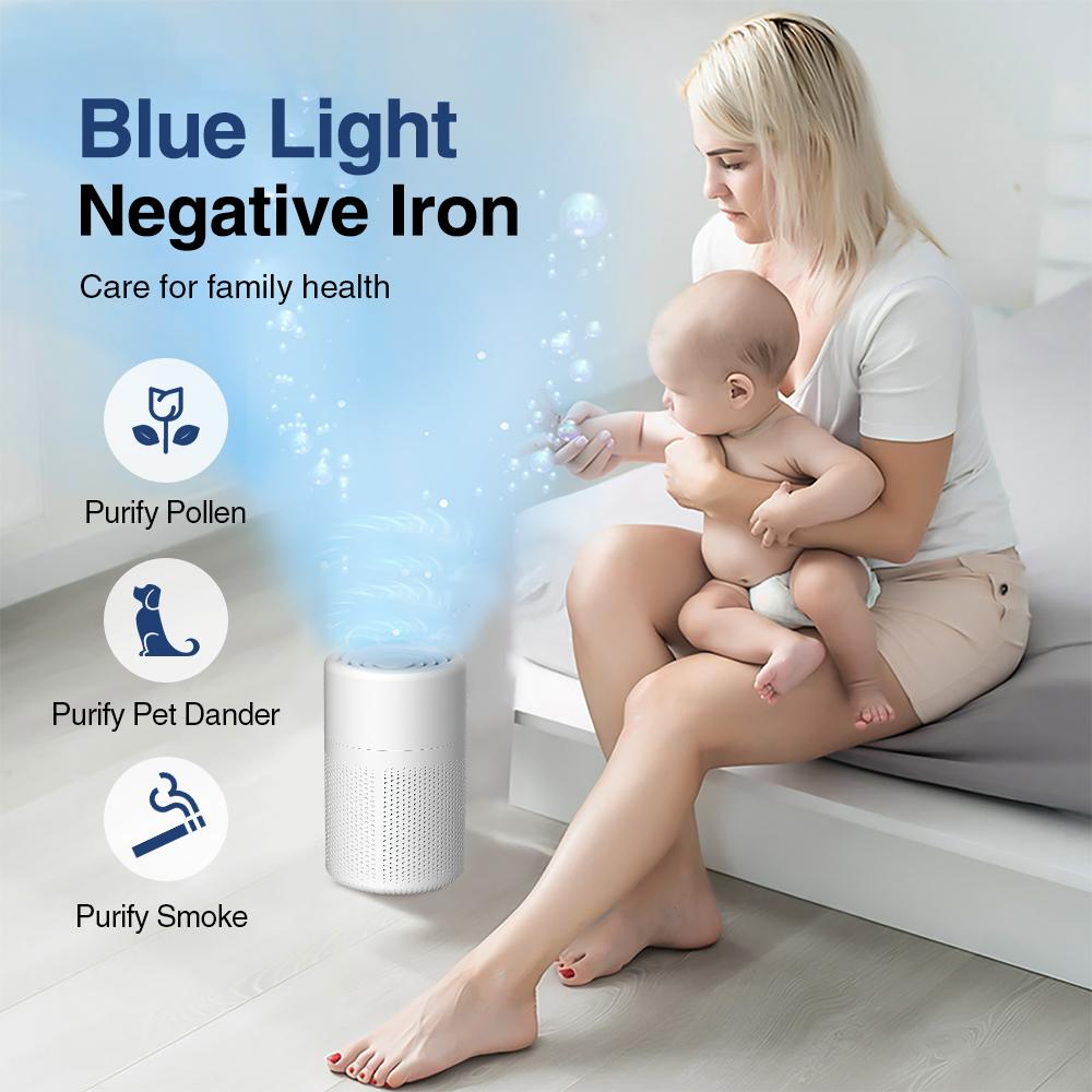 Desktop Air Purifier Smoke Odor Negative Ion Generator Household HEPA Air Purifier Purifying Air Formaldehyde for Car and Room