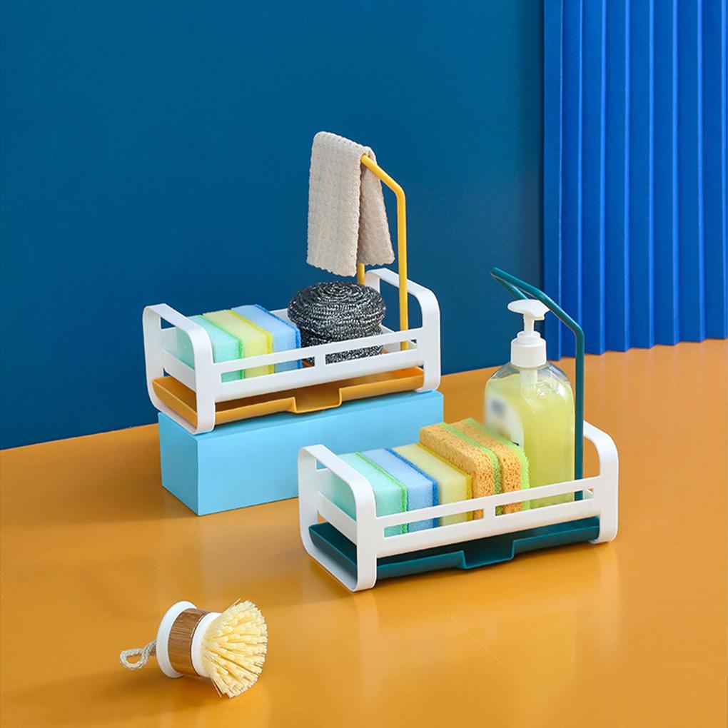 Sink Drain Shelf Kitchen Rod Dustcloth Sponge Storage Organizer Detachable Holder Washable Organization Basket Household