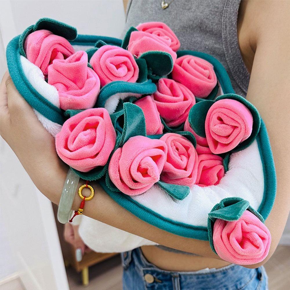 Flannel Rose Blanket Finished Product Rose Nap Blanket Portable Artificial Flowers  Confession Gift