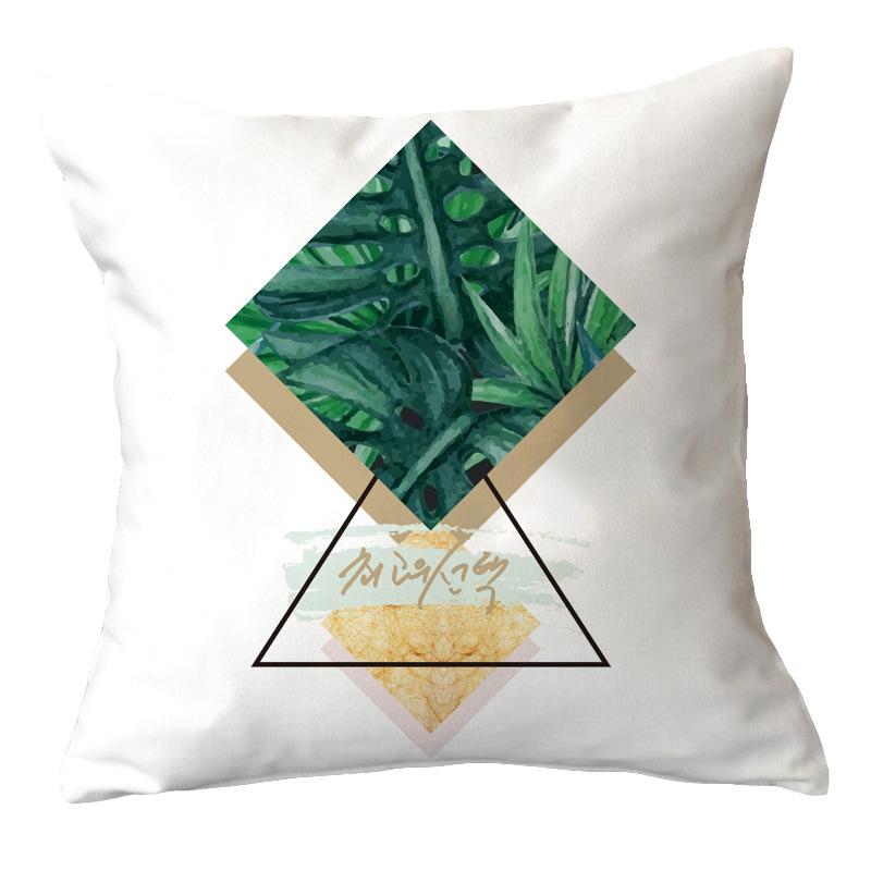 Office Chair Cushion Home Pillow Case Ins Plush Printed Pillow Case Green Plant Nordic Style Pillow