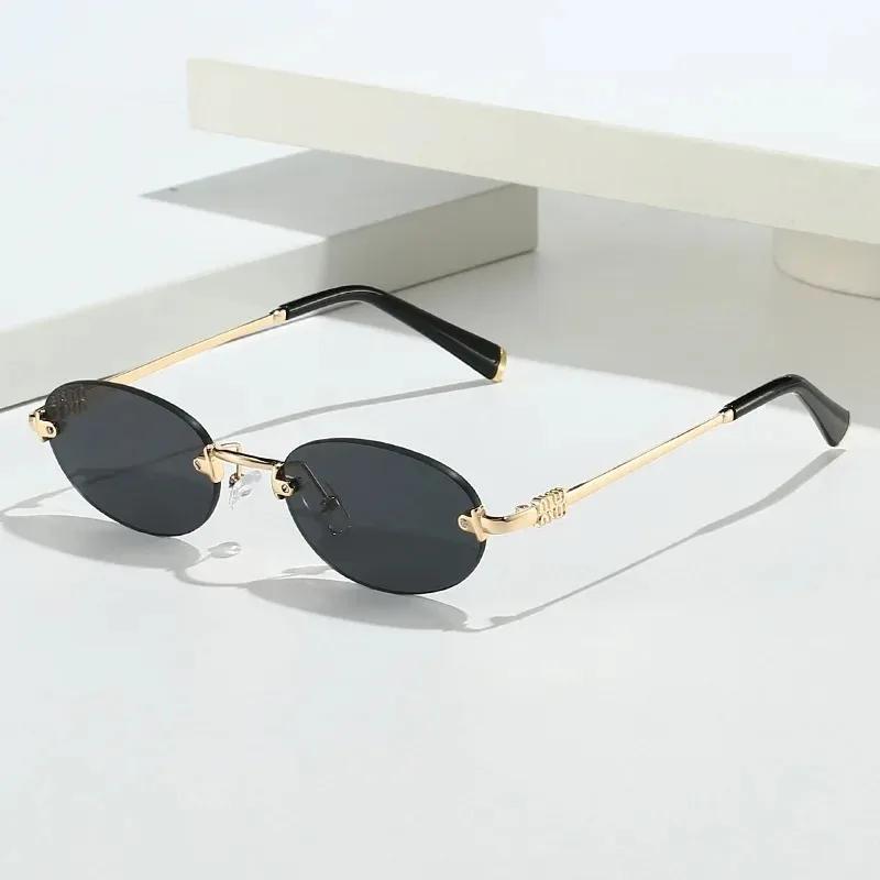 Simplicity Fashionable Oval Frameless UV400 Sunglasses Advanced Durable and Comfortable Street Photography Shades Glasses