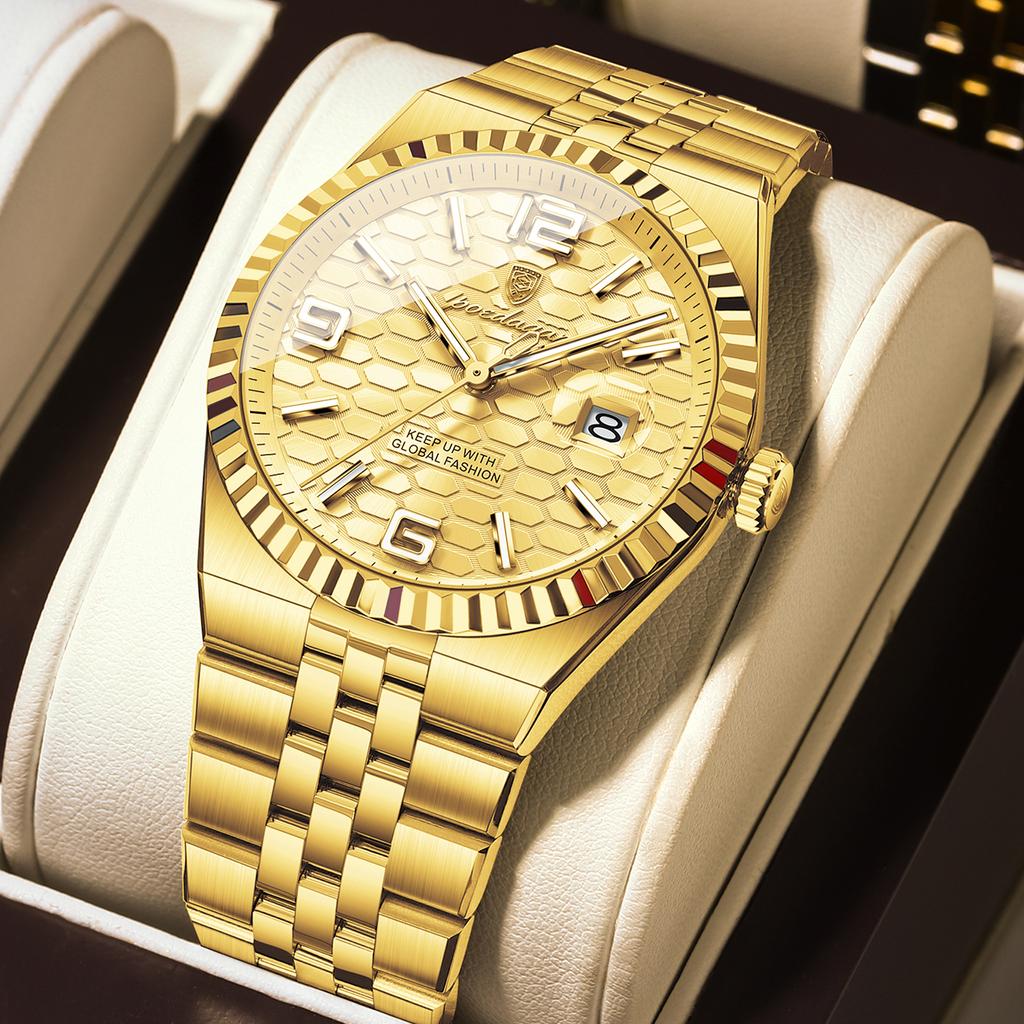 POEDAGAR Orologio da uomo originale di alta qualità Impermeabile Luminoso Data Orologio di lusso Acciaio Inossidabile Orologi al Quarzo Maschile+Scatola