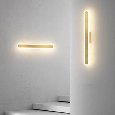 Luminária de Parede Interna Acrílica Moderna Simples Quarto Lâmpada de Cabeceira Lâmpada Longa para Escada Lâmpada de Parede de Fundo Dourada/Preta Luminária