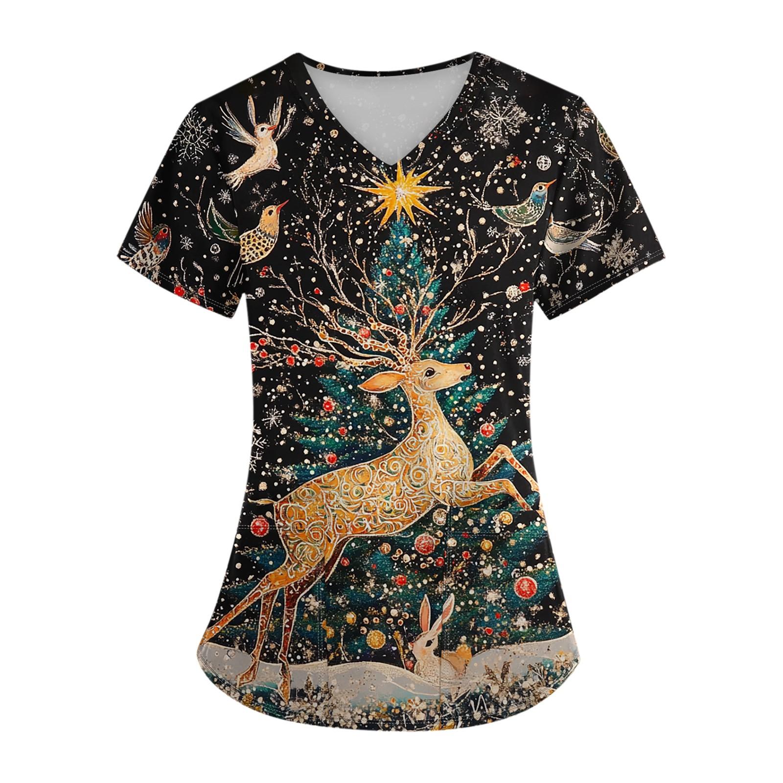 

Женский топ с карманом и коротким рукавом с крестом и V-образным вырезом L