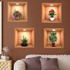 4Pcs 3D Plant Wall Stickers Floral Pattern Green Plants PVC Wall Sticker for Home Art Room Bedroom Background Decoration