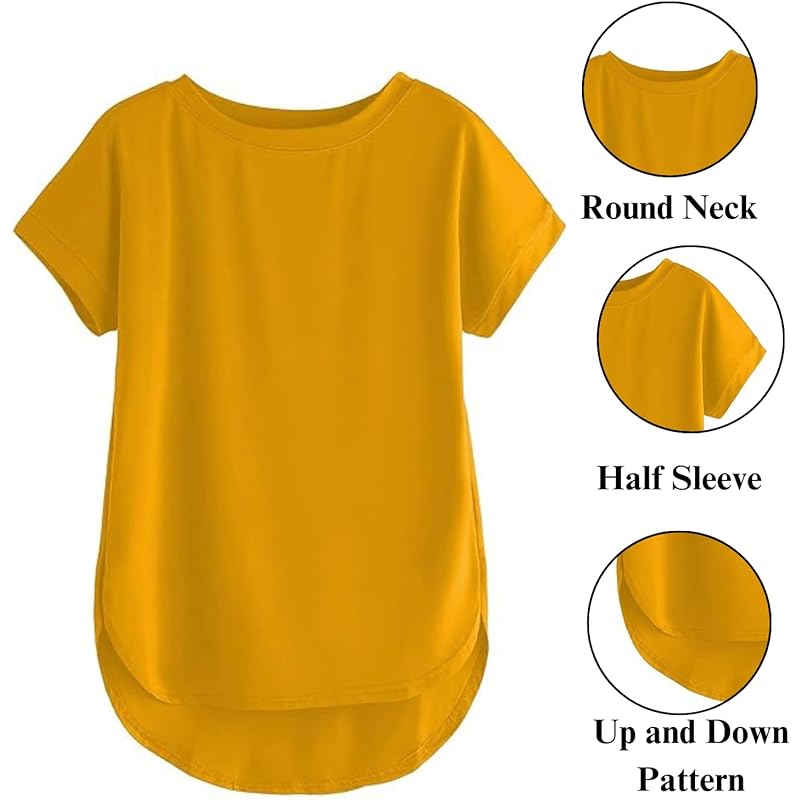 Fabricorn Women s Solid Regular Fit T-Shirt (GT01_UpDown4_P_Mustard Yellow 3XL жёлтый