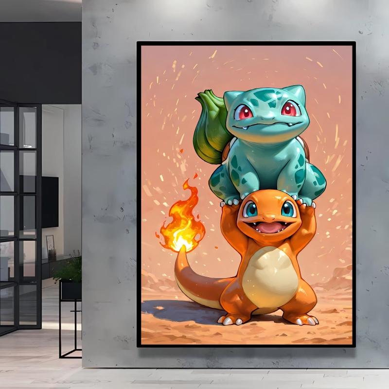 Japanese Anime Canvas Paintings  Pikachu Poster Cartoon Character Picture Bright and Clear Colors High Quality Home Decor
