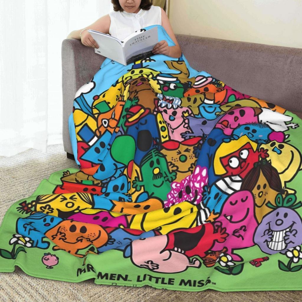 Mr Men Little Miss Tutti i Personaggi Coperte Campeggio Flanella Coperta da Divano Soggiorno Super Caldo Design Qualità Copriletto Regalo