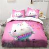 Gabby's Dollhouse Bedding Set Kawaii Bed Linen Set Single Double Size Home Decor For Girls Kids Cartoon Cute Cat Duvet Cover Set