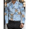 New Gold-plated Floral Print Men's Long Sleeved Shirt, Light Luxury Retro Court Style Shirt, Business Casual Trendy Top
