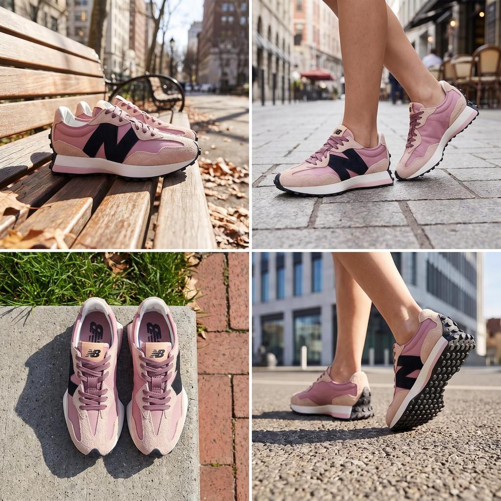 New Balance NB 327 Low top Casual City Commuting Running Shoes Women's Pink Black WS327WE