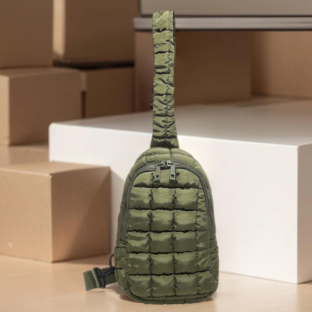 

Women Quilted Chest Bag Cloud Waist Bag Adjustable Strap Puffer Crossbody Sling Bags Travel Fanny Pack Outdoor Travel Bags темно-зеленого