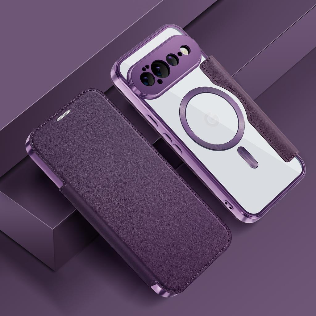 Luxury Leather Wallet Card Clip Clear Phone Case for Google Pixel 11 10 9 Pro XL 10A 9A Magnetic Wireless Charge Flip Cover