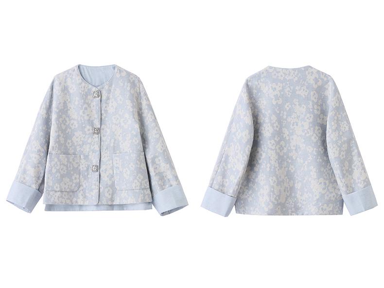 2022 Spring Women's Jacquard Round Neck Top - Chinese National Style HE5005