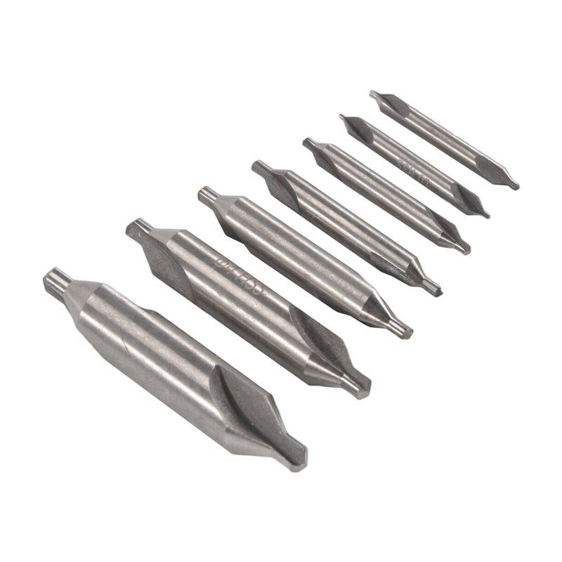 A34R 7 Pcs Center Drill Bits Set 60-Degree Angle Center Drill Bits Kit Countersink Tools For Lathe Metalworking