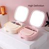 Portable Desktop Makeup Mirror with Storage Box and Comb Dormitory High-Definition Folding Vanity Mirrors Multi-Cosmetic Mirrors