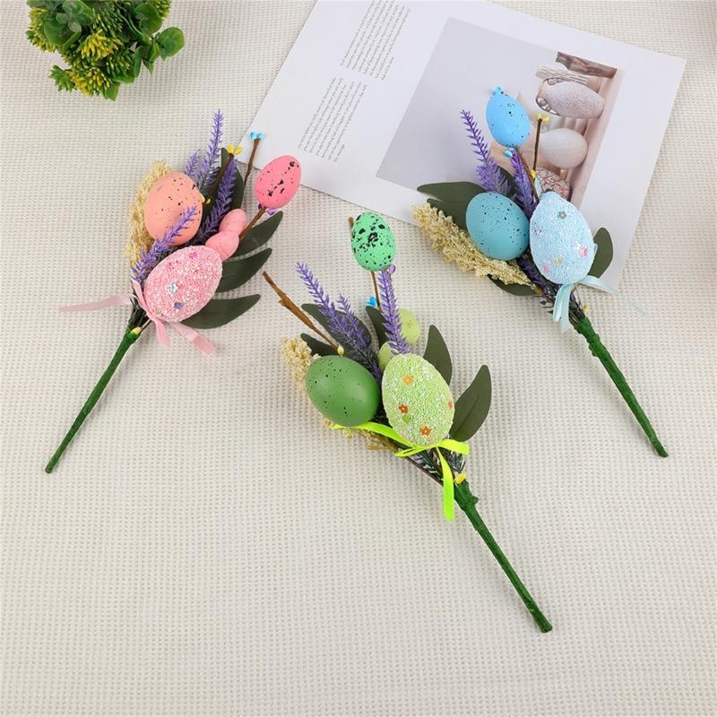 Efficient Spring Festival Eggs Artificial Flower Bouquets Bright Home Office Easters Celebration Decoration