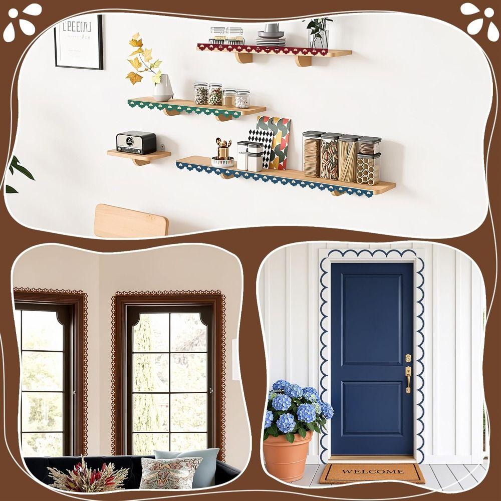 5pcs Stainable Decorative Wood Trim Paintable Scalloped Edge Wood Molding Home Wall Decoration