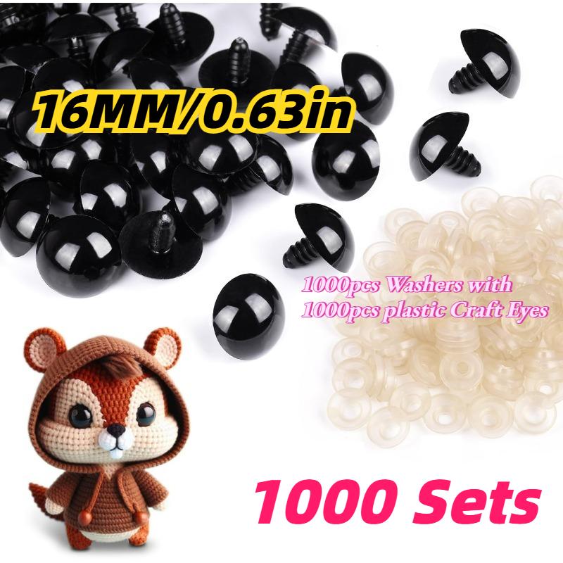 1000set Black Safety Eyes with Washers for Crochet Plush Dolls Stuffed Animals Teddy Bear Crochet Craft DIY Doll Plastic Eyeball