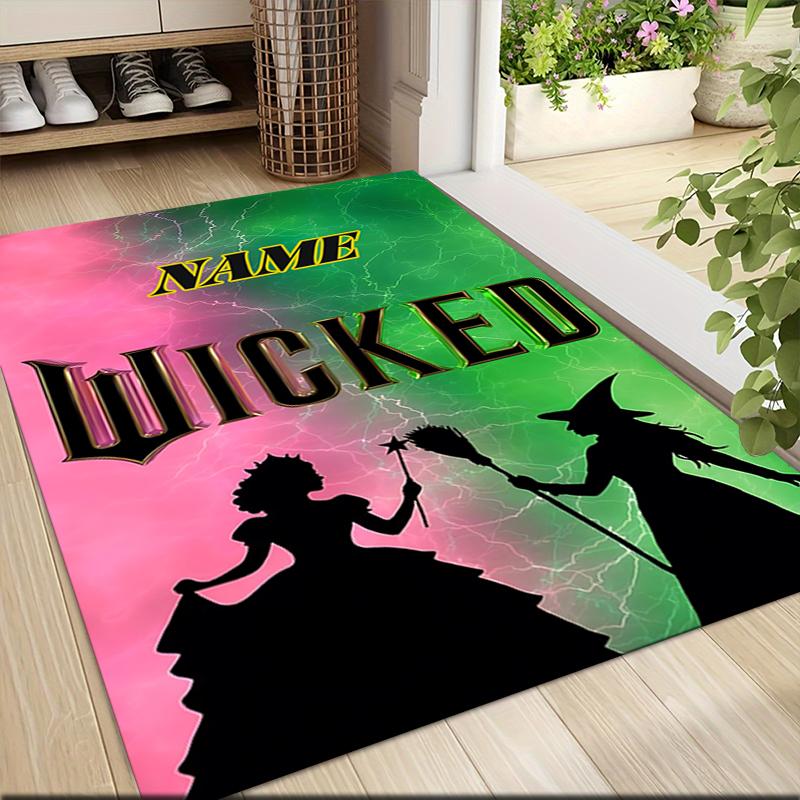 Custom Name Halloween Witch Night Carpet Rug Customizable Soft Washable Anti-Slip Home Living Room Sofa Mats Personalized Rug. 0909332