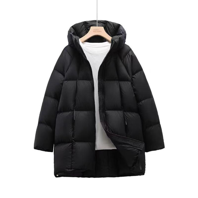 Winter Womens Fashion Hooded Long Sleeves Coat Thickened Warm Korean Style Down Jacket